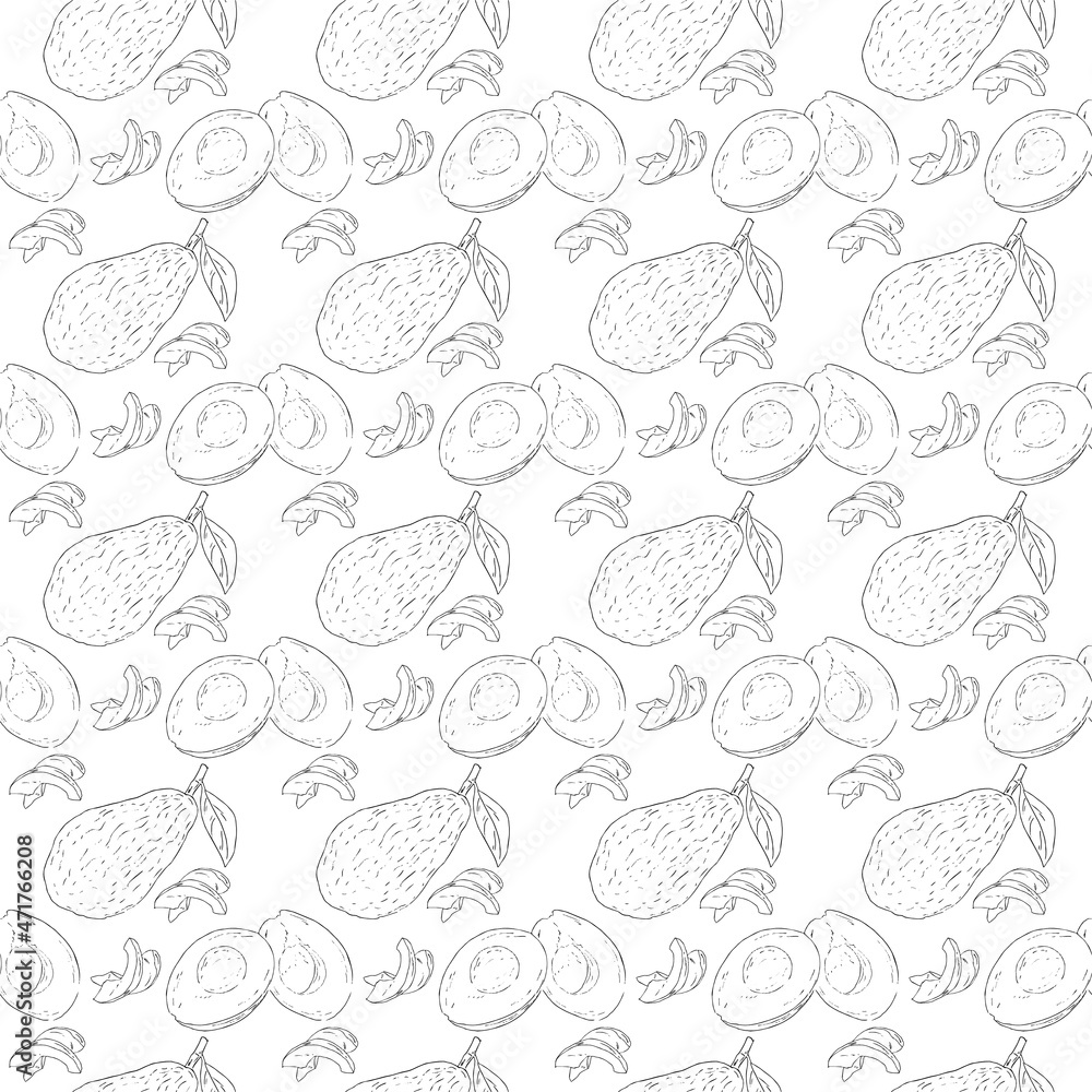 seamless pattern illustration of avocado shapes. Vector illustration seamless pattern illustration of avocado shapes. Vector illustration