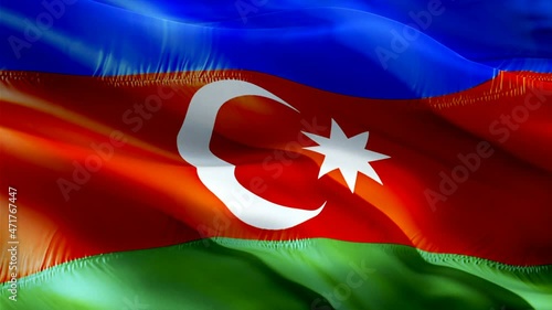Azerbaijan flag. National 3d Azerbaijan flag waving. Sign of Azerbaijani loop animation. Azerbaijan flag HD Background. Azeri flag isolated Closeup 1080p Full HD video for presentation for Vi photo
