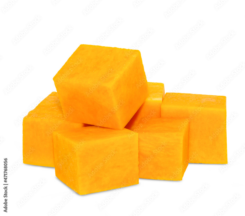 butternut squash slice isolated on white background