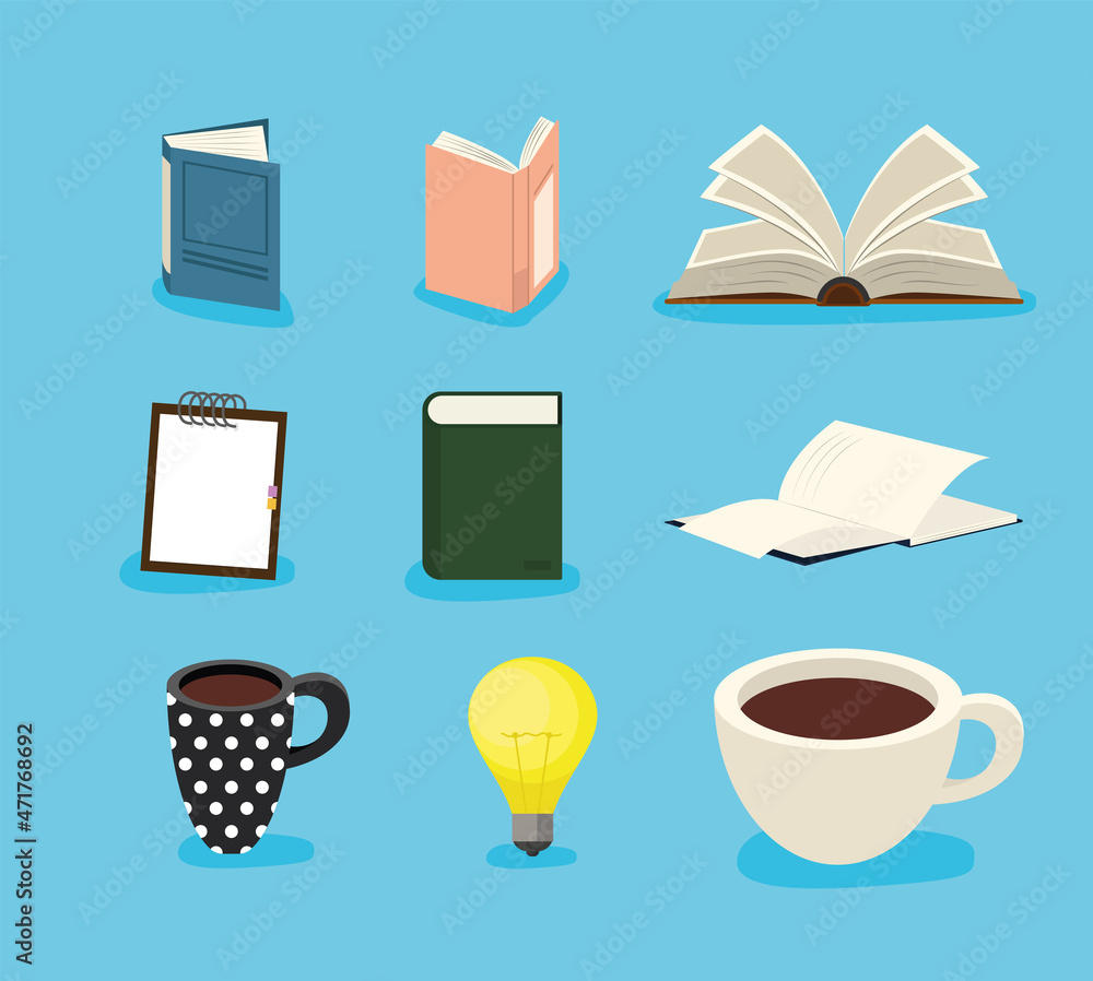 books and cups books and cups