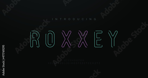 Abstract thin line font alphabet. Minimal modern decoration fonts and numbers neon and connect concept. Typography typeface for logo, neon, headling, game. vector illustration