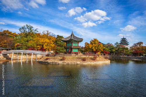 Wallpaper Mural The pavilion in the middle in autumn.View in Gyeongbokgung palace seoul .South Korea. Torontodigital.ca