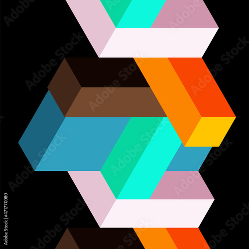 Abstract background. 3d cubes, cubic elements and blocks. Techno or business concept for wallpaper, banner, background, landing page