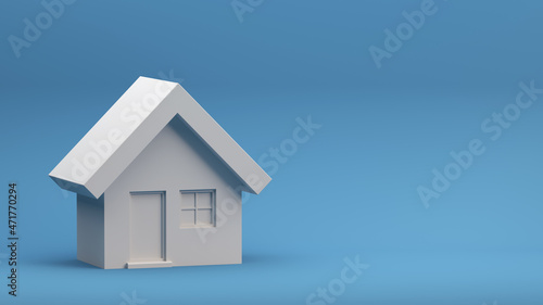 Wallpaper Mural Miniature house, for real estate concepts and ecological construction. House icon on a blue background, 3d visualization. Torontodigital.ca