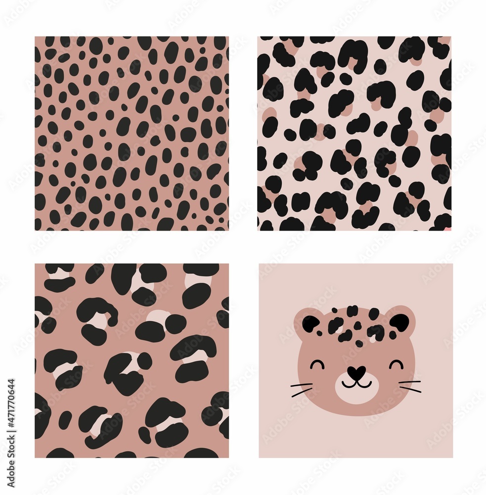 Fototapeta premium Safari - Animal Print vector illustrations. Seamless pattern. Abstract pattern - Zebra, leopard, giraffe