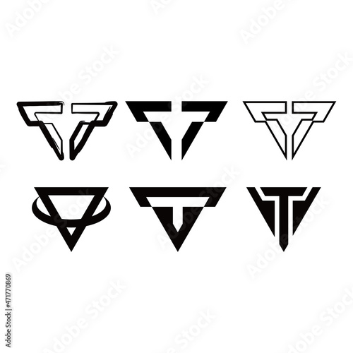initial logo T V technology icon vector