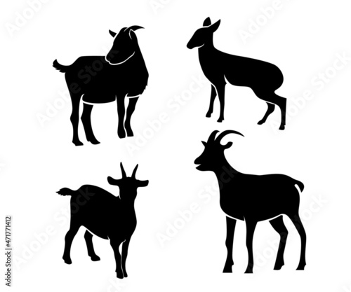 goat silhouettes set  goat silhouettes collections  goat illustration  animals silhouette
