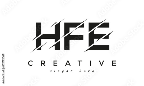 HFE Letter Logo Design With A Creative Cut photo