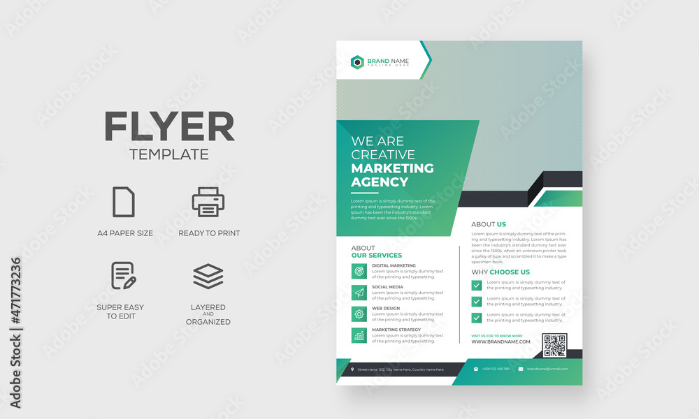Flyer brochure design template vector poster A4 size green color Flyer brochure design template vector poster A4 size green color