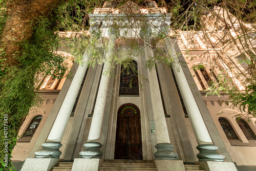 Historic church in the city center of Itajaí - Santa Catarina, Brazil. A beautiful Cathedral, with beautiful architecture in a breathtaking landscape, with trees and plants.