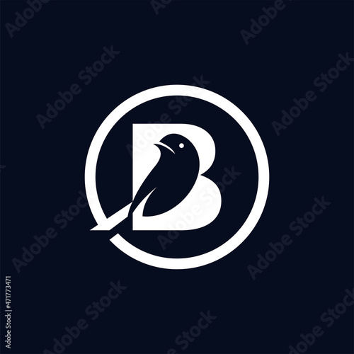 creative simple logo design  letter B bird