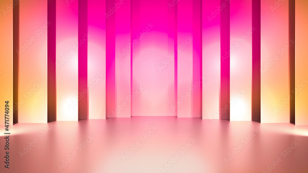 light pink and Golden podium and golden curtain with gold light on the stage 3D rendering light pink and Golden podium and golden curtain with gold light on the stage 3D rendering