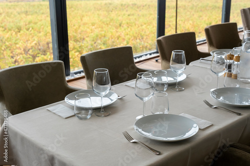 dining table setup in restaurant