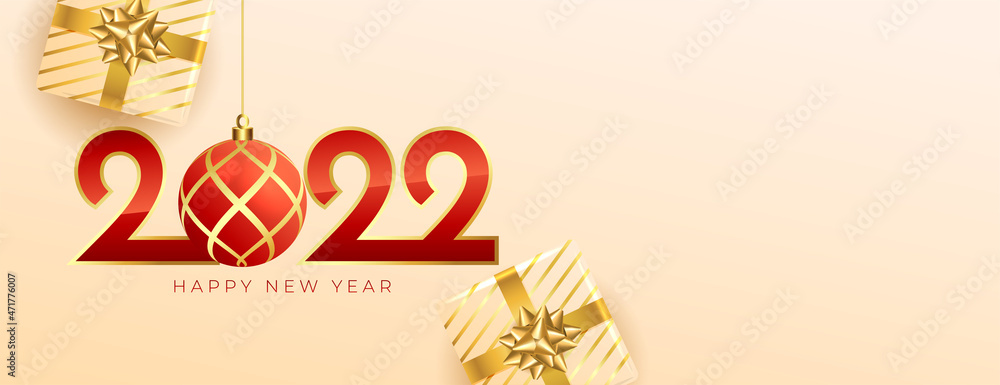 2022 new year holiday banner with gift boxes 2022 new year holiday banner with gift boxes
