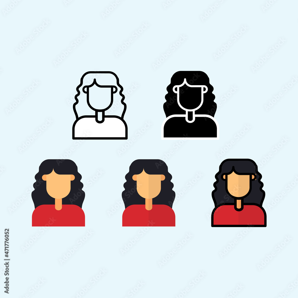 female profile flat icon design. suitable for web, app, UI, etc. female profile flat icon design. suitable for web, app, UI, etc.