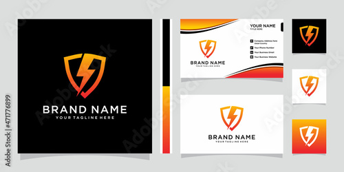 Creative Volt Logo Design Vector with business card design.