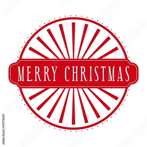 Merry Christmas - round stamp design. Xmas decorative element for handmade gifts with text. Vector illustration on white background