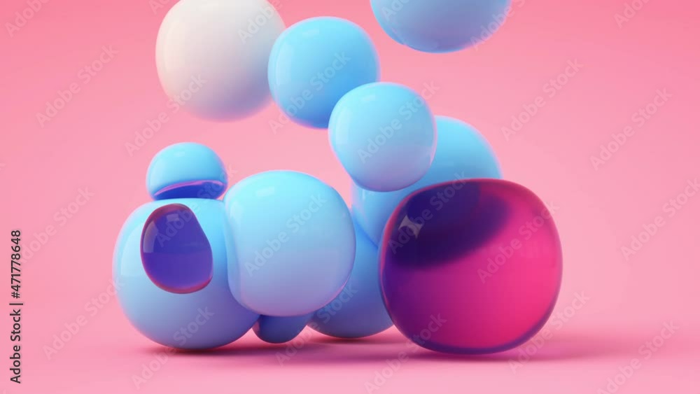 Soft balls falls and bounces, 3d rendering. Soft balls falls and bounces, 3d rendering.