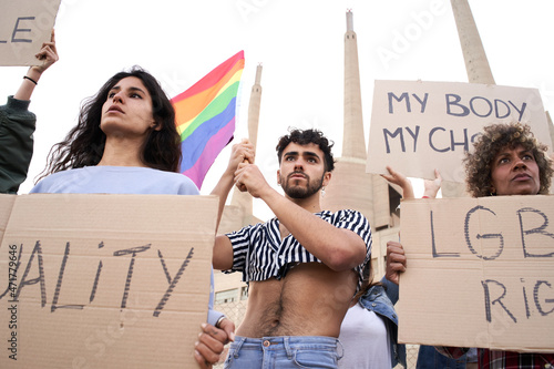Fotografia Gay pride day and LGBT demonstration people.