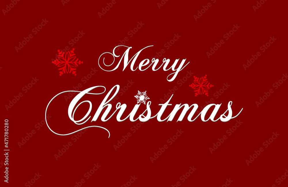merry christmas lettering in white and red background