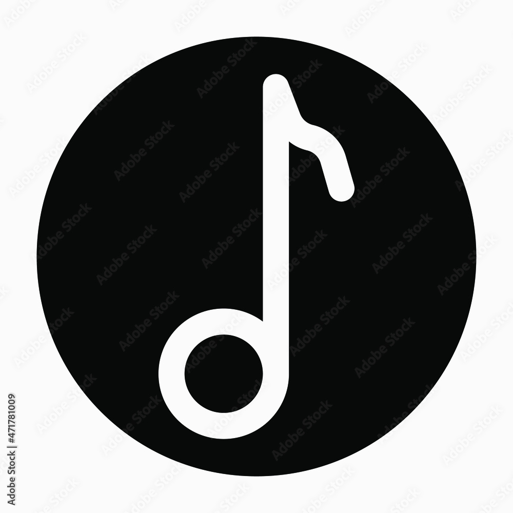 Music note icon circle. Vector illustration isolated on white background. Music note icon circle. Vector illustration isolated on white background.
