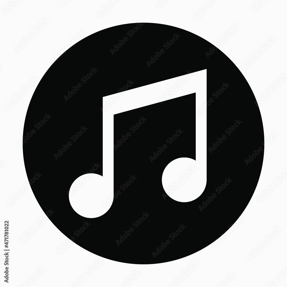 Music note icon circle. Vector illustration isolated on white background. Music note icon circle. Vector illustration isolated on white background.