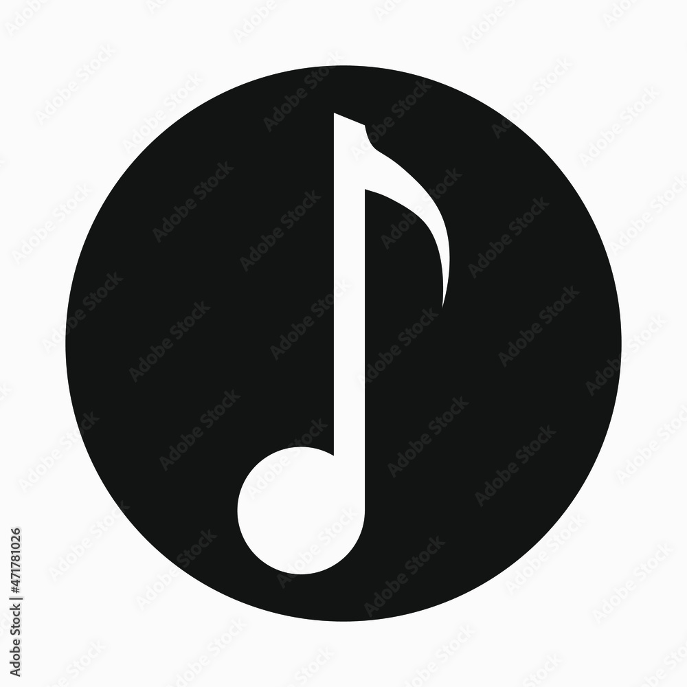 Music note icon circle. Vector illustration isolated on white background. Music note icon circle. Vector illustration isolated on white background.
