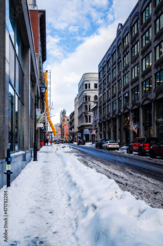 Old town of Montreal in winter Quebec