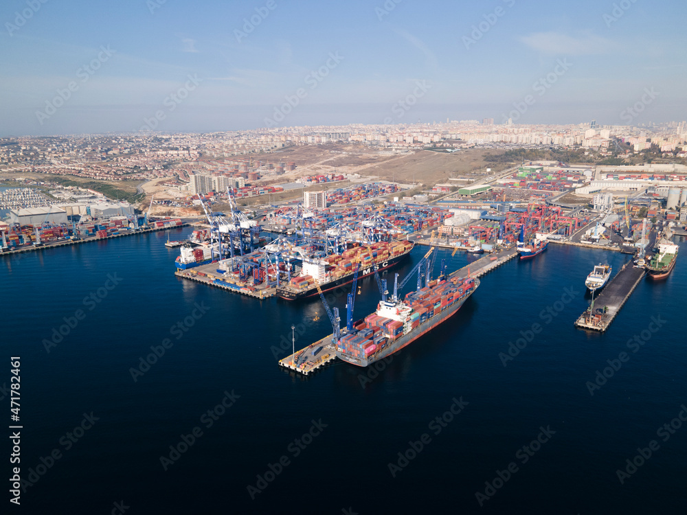 Obraz premium aerial view of ambarli international harbor