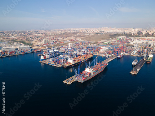 aerial view of ambarli international harbor