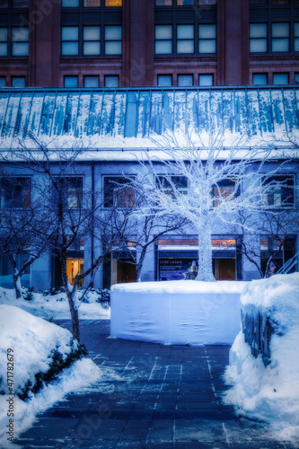 Residential neigborhood in Montreal in winter Quebec photo