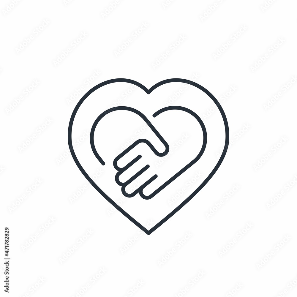 Caring, friendly relationship between people in life and business. Vector linear icon isolated on white background. Caring, friendly relationship between people in life and business. Vector linear icon isolated on white background.