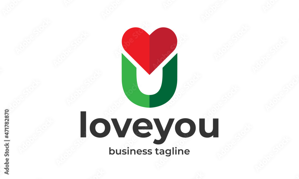 Letter U - Love You Logo Design Vector Icon Symbol Illustration. Letter U - Love You Logo Design Vector Icon Symbol Illustration.