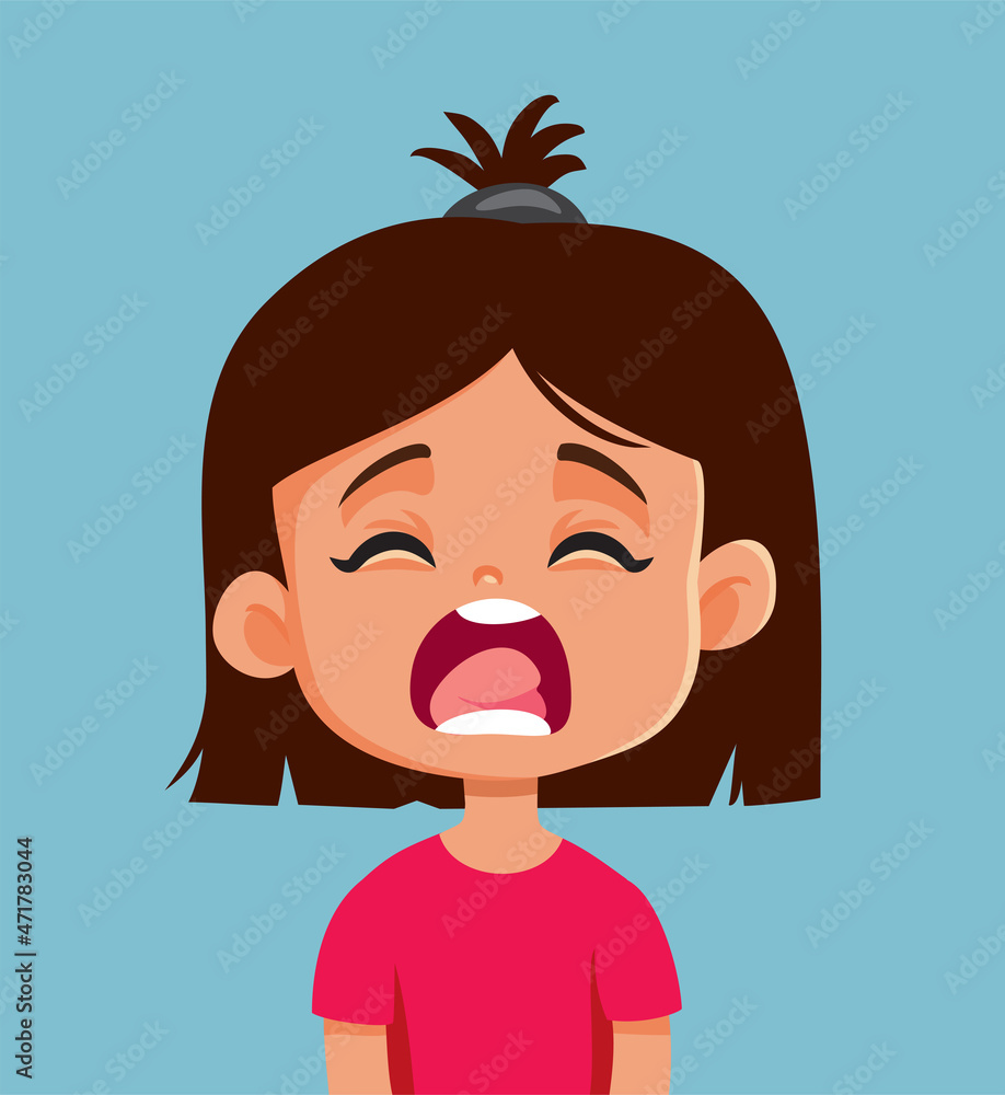 Scared Little Girl Scream Vector Cartoon Illustration Stock Vector
