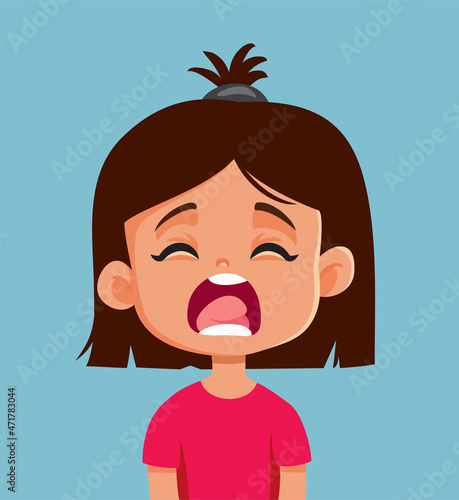 Scared Little Girl Scream Vector Cartoon Illustration