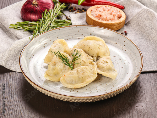 Varenyky dumplings with mashed potato