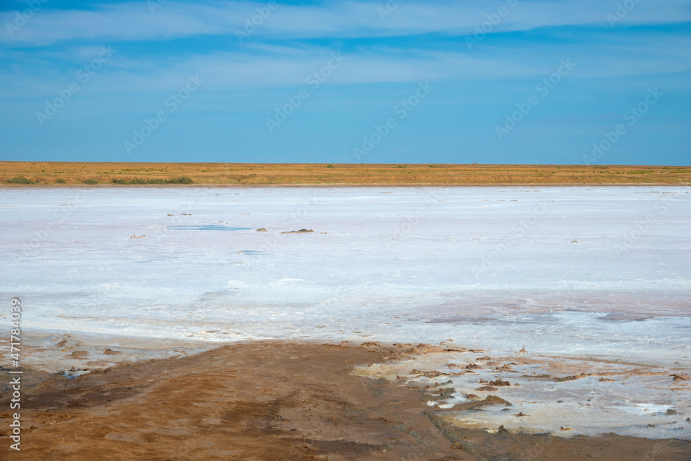 Fragment salt lake in the steppes Republic of Kalmykia, Russia Fragment salt lake in the steppes Republic of Kalmykia, Russia