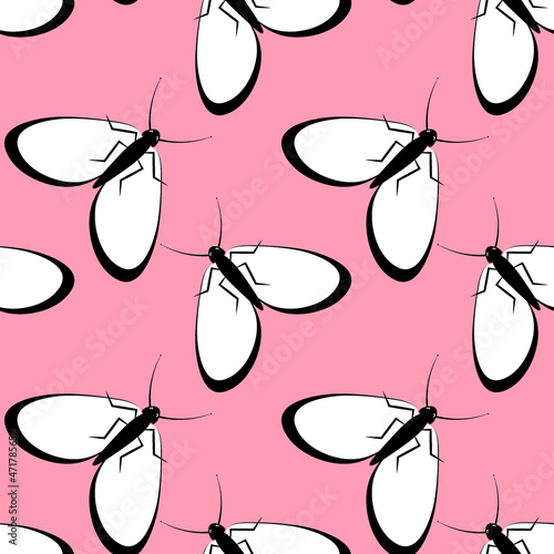 Illustration on a square background - stylized moths - graphics. Summer, insects, unbearable ease of life