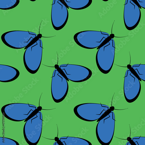 Illustration on a square background - stylized moths - graphics. Summer, insects, unbearable ease of life