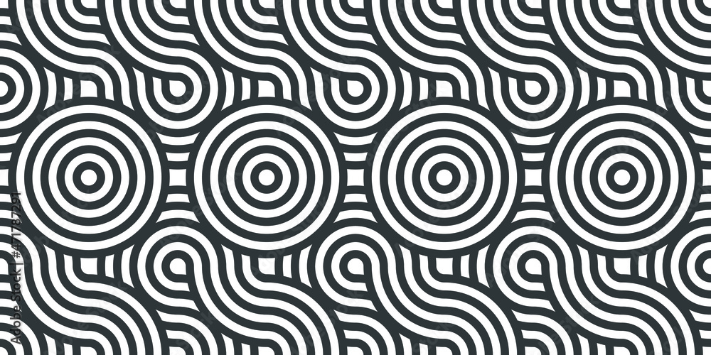 Abstract lines geometric seamless pattern. Rounded pattern. Vector repeat endless fabric background. Abstract lines geometric seamless pattern. Rounded pattern. Vector repeat endless fabric background.