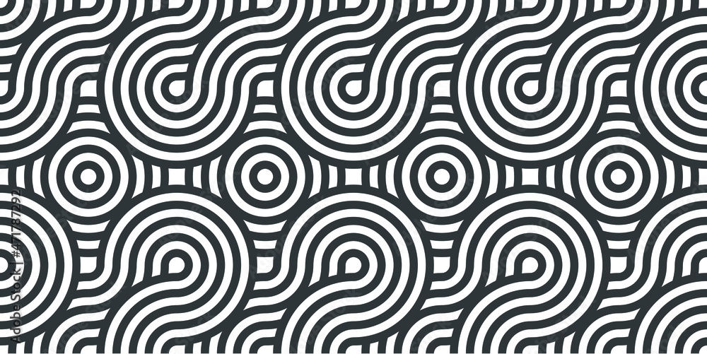 Abstract lines geometric seamless pattern. Rounded pattern. Vector repeat endless fabric background. Abstract lines geometric seamless pattern. Rounded pattern. Vector repeat endless fabric background.