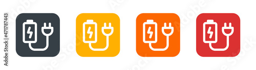 Battery charging with plug icon vector illustration.