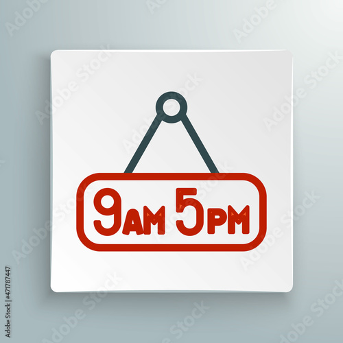 Line From 9 to 5 job icon isolated on white background. Concept meaning work time schedule daily routine classic traditional employment. Colorful outline concept. Vector