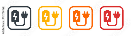 Charging station icon set. Electric plug icon sign.