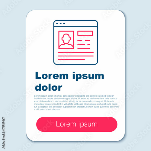 Line Resume icon isolated on grey background. CV application. Searching professional staff. Analyzing personnel resume. Colorful outline concept. Vector
