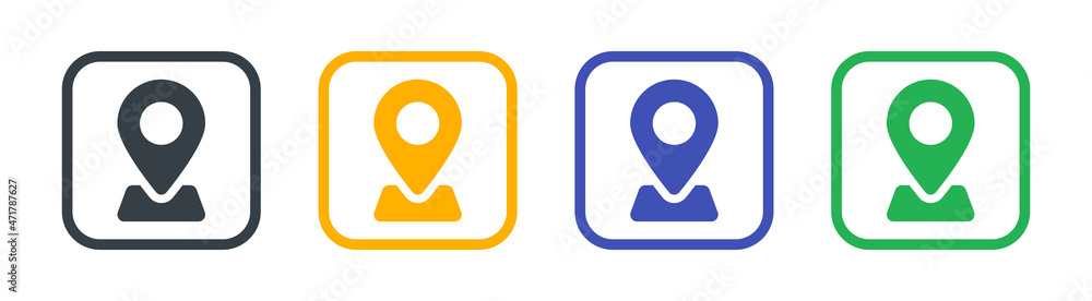 Set of location icons. Map markers icon vector illustration. Set of location icons. Map markers icon vector illustration.