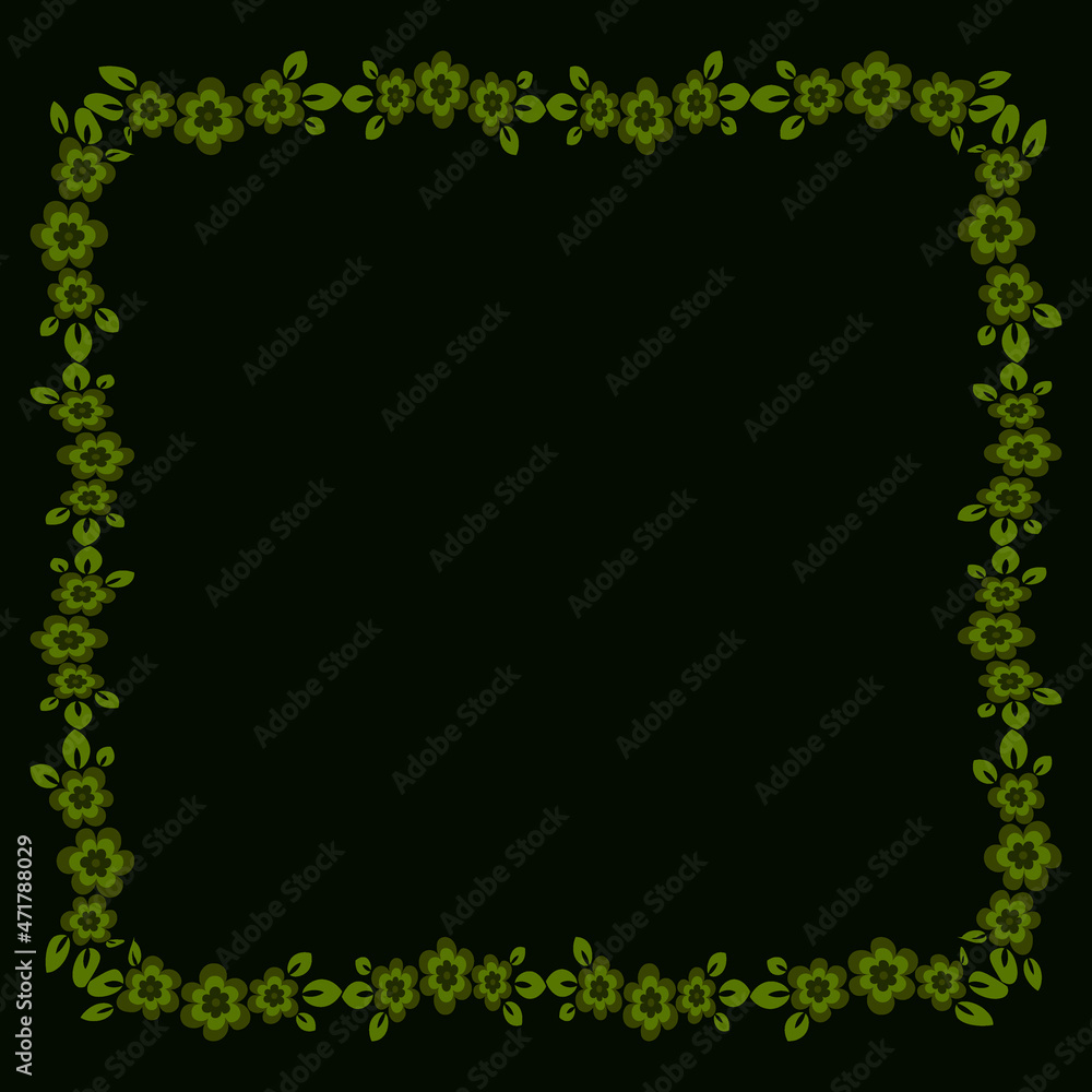 Frame of flowers on a square background stylized flowers and leaves - graphics. Scarf, tile, square Frame of flowers on a square background stylized flowers and leaves - graphics. Scarf, tile, square