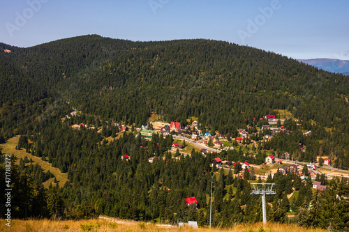 View from above of a mountain resort Vartop in Bihor, Romania, 2021 photo