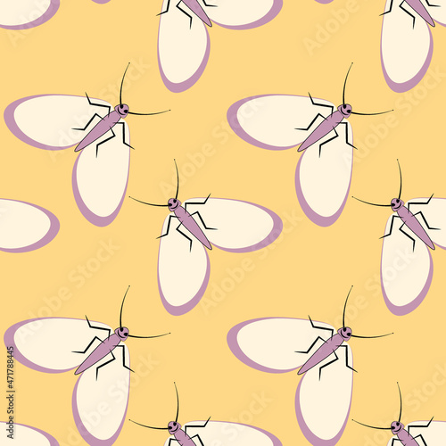 Illustration on a square background - stylized moths - graphics. Summer, insects, unbearable ease of life