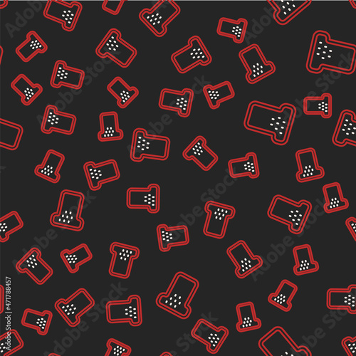 Line Bread toast for sandwich piece of roasted crouton icon isolated seamless pattern on black background. Lunch, dinner, breakfast snack. Vector
